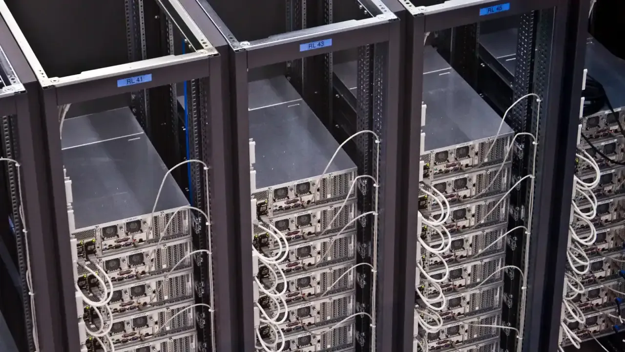 Server racks in a CERN computing room, photographed 25 February 2009. Photo by Florian Hirzinger, CC BY-SA 3.0, via Wikimedia Commons.
