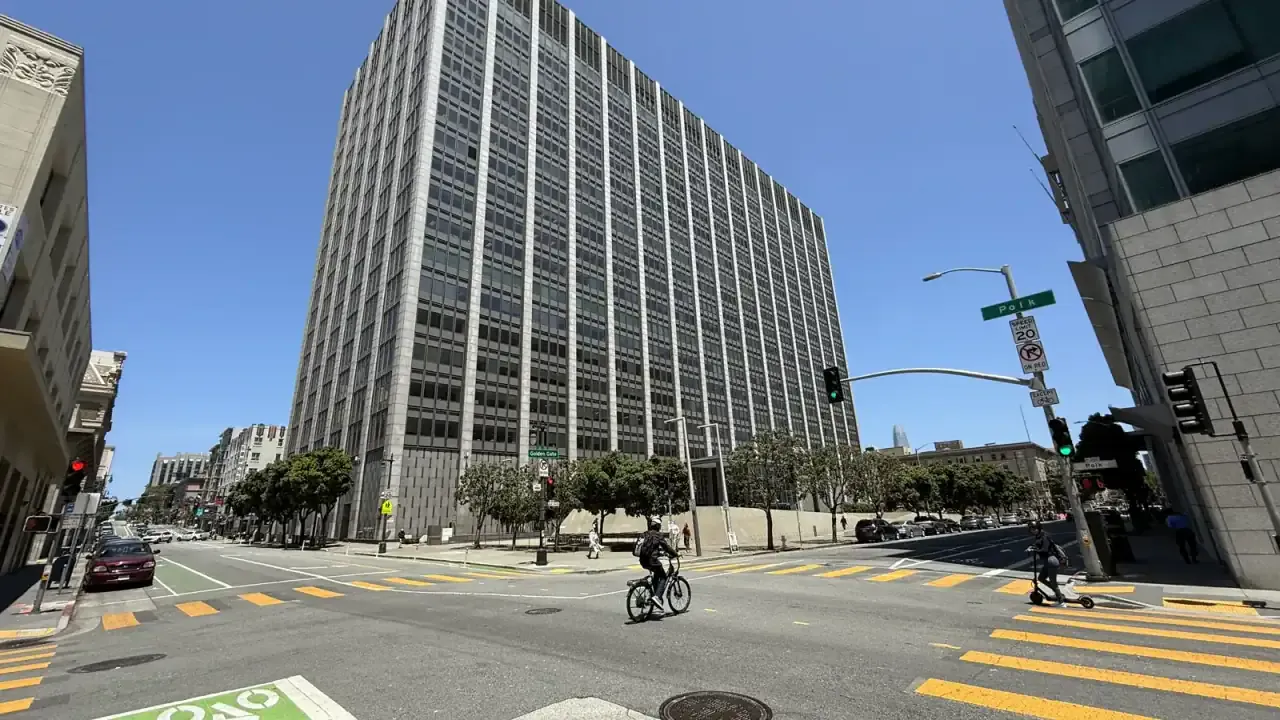 The Phillip Burton Federal Building and United States Courthouse in San Francisco, 26 June 2025. Photo by Marincyclist, CC BY-SA 4.0, via Wikimedia Commons.